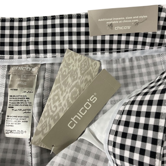Chico’s Secret Stretch Gingham Bermuda Shorts Size 10 Black Gray White Check NWT - Picture 5 of 9